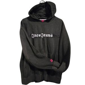 VTG JNCO Jeans 90s Y2K Black Embroidered Hoodie Sweatshirt Men-Unisex Size LG 🔥